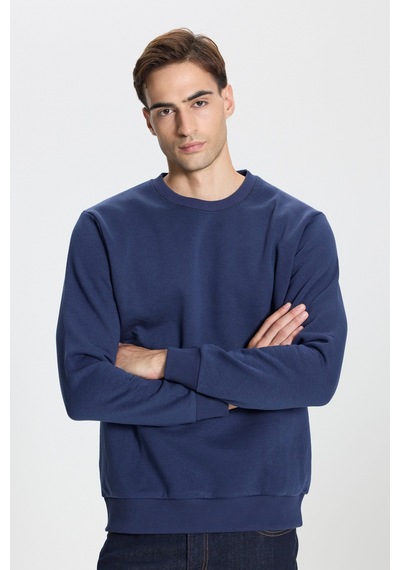 George Henry Standart Fit Normal Kesim Pamuklu Bisiklet Yaka Sweatshirt Lacivert