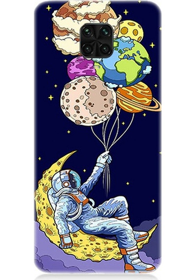 Xiaomi Redmi Note 9 Pro Uyumlu Silikon Kılıf Astronot Ve Gezegenler