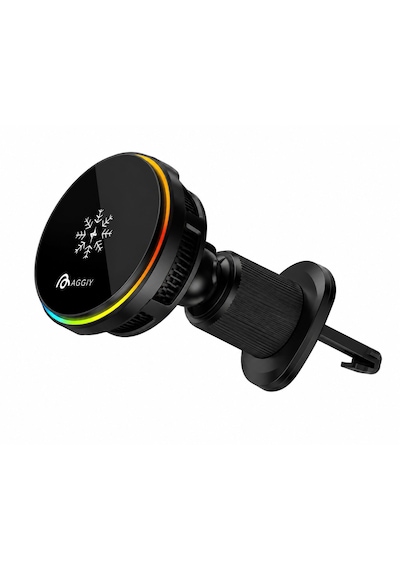 Aggiy Coolmag Soğutmalı 15w Magsafe Araç İçi Şarj Mıknatıslı Telefon Tutucu Izgara & Cam Montaj Kablosuz Şarj