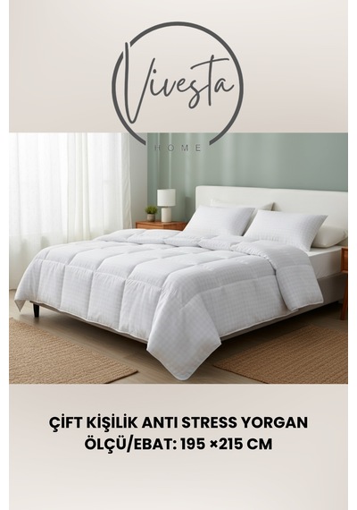 195x215 Cm Tek Kişilik Anti Stress Yorgan Yumuşacık Dokusu İle Maksimum Rahatlık Beyaz