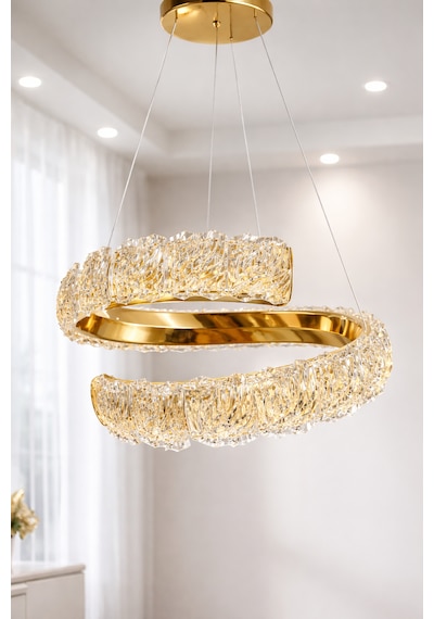 Kumandalı 3 Renk Modern Sarkıt Led Avize Krom Altın - Gold