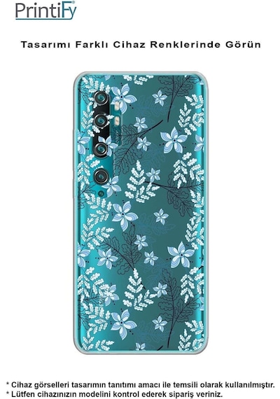 Samsung Galaxy A16 Uyumlu Kamera Korumalı Floral Mavi Tasarımlı Şeffaf Silikon Kılıf