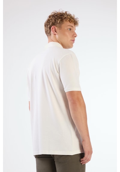 Dufy Beyaz Polo Yaka Pamuklu Düz Renk Slim Fit Erkek T-shirt Beyaz