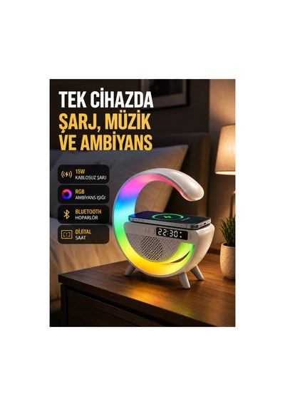2025 Model 15w Kablosuz Şarjlı Renkli Atmosfer Lambası Renk