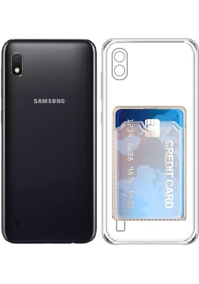 Kvy Samsung Galaxy Uyumlu A10 Kamera Korumalı Kartlıklı Setra Şeffaf Silikon Kılıf