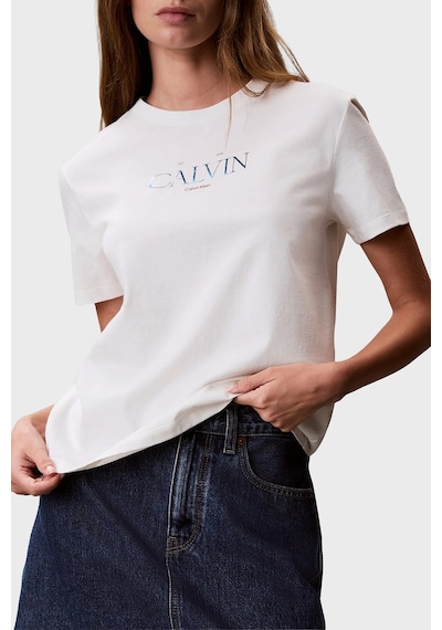 Calvin Klein % 100 Pamuk Slim Fit Bisiklet Yaka T Shirt Lv047g806gyas Bayan T Shirt Lv047g806g Yas Krem