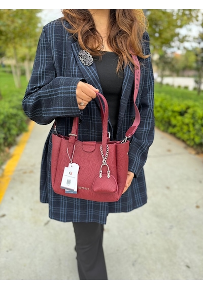 Just Polo Lüks Tasarım 3 Bölmeli Yumuşak Deri Lüks Ve Şık Dokunuş El & Omuz Çantası Shoulder Bag Bordo