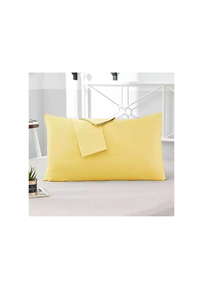 Sarı Renkli Pamuklu Kumaştan Kapaklı Yastık Kılıfı 2 Adet 50 X 70 Cm Sarı Tek Ebat 50 X 70