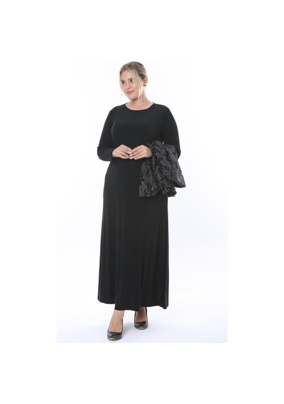 Ladies First Büyük Beden 3805 Siyah Ceket+elbise Takım 001