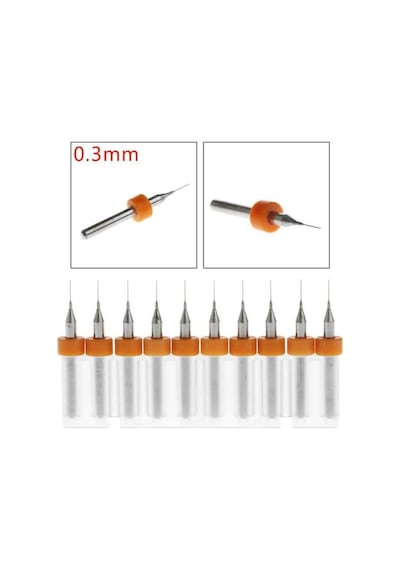 Pcb Matkap Ucu 0,3Mm Tungsten Mikro Karbür 10 Adet 18 Shank