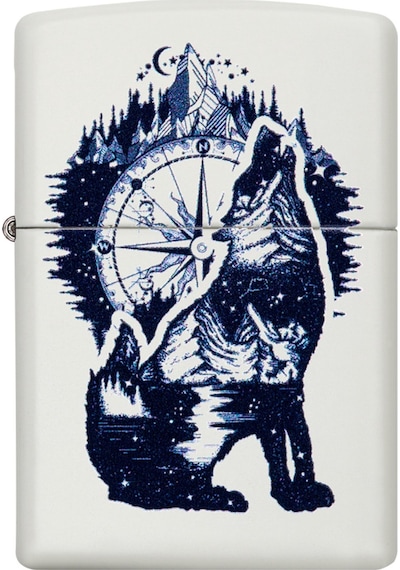 Zippo Wolf Mountain Compass Dizayn Çakmak Beyaz