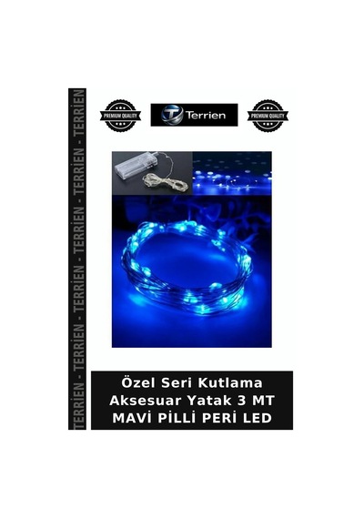 Özel Seri Kutlama Aksesuar Yatak 3 Mt Mavi Pilli Peri Led