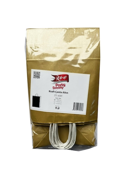 Büküm Saplı Kraft Kağıt Karton Hediyelik Çanta Poşet Torba Altın 5'li 25 x 31 CM