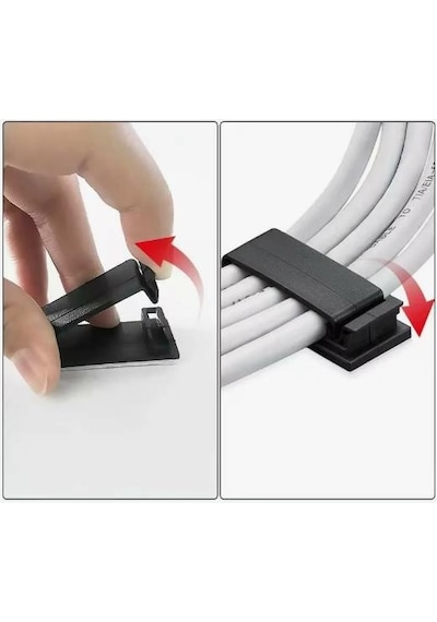 Kablo Tutucu Sabitleyici Klips Yapışkanlı 4 Adet Kablo Düzenleyici Organizer
