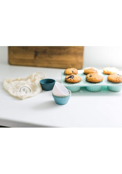 Muffin Pişirme Kalıbı 12 Adet Silikon Kek Kalıbı Cupcake Çikolata Ve Sade Kek 12 Adet Pastel