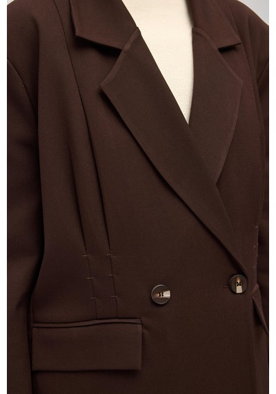Mai Studios Co. Solvei Pile Detay Kahve Blazer Kahve