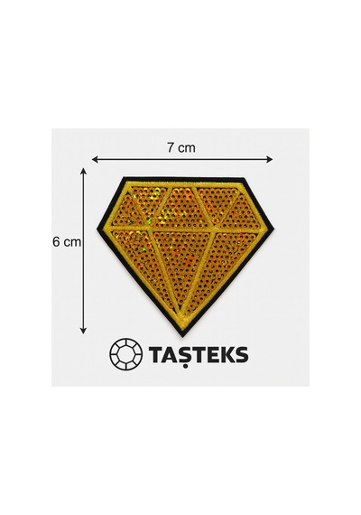 Ütülenebilen Veya Sticker Olarak Kullanılabilen Altın Işıltılı Elmas Patch