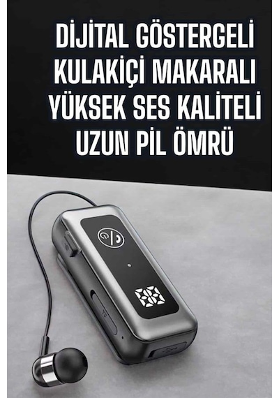 Kablolu Makaralı Bluetooth Kulaklık Uzun Pil Ömrü Dijital Göstergeli
