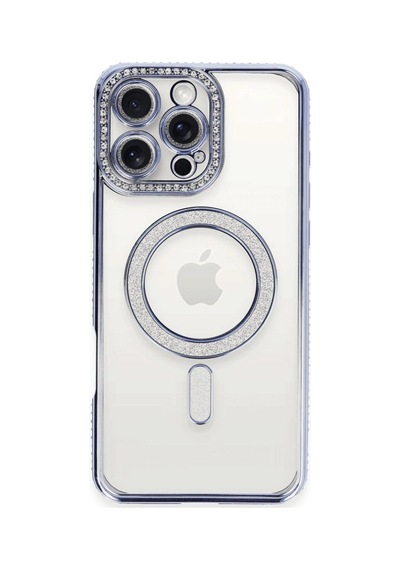 Apple İphone 16 Pro Kılıf Joke Simli Magneticsafe Kılıf - Mavi