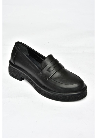 Fox Shoes S996310009 Siyah Kalın Tabanlı Günlük Kadın Ayakkabı Siyah