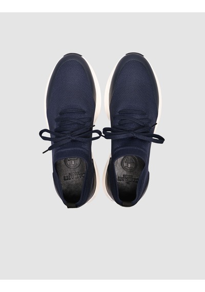 Cabani Lacivert Triko & Hakiki Dana Deri Erkek Sneaker Lacivert