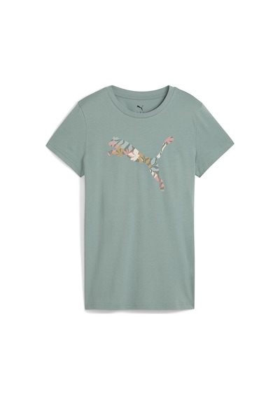 Puma 68508130 Graphics Floral Cat Logo Tee Kadın Spor Tişört Yeşil