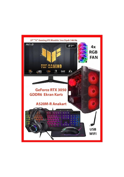 Comloji CMLJ11 R5-5500 16 GB 512 GB SSD RTX3050 27" Free Dos Masaüstü Oyuncu Bilgisayarı