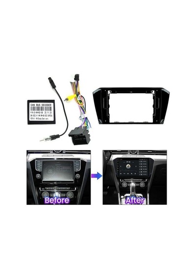 Volkswagen Passat B8 Piano Black Android Teyp Çerçeve 10 Inch - Soket - Canbus