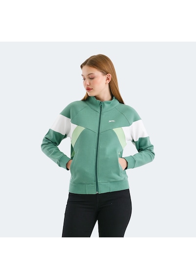 Slazenger VICTORY Kadın Fermuarlı Dik Yaka Cepli Yeşil Sweatshirt