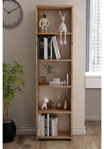 Libro Pine Kitaplık 5 Raflı Çok Amaçlı Düzenleyici Raf 160 Cm Dekoratif Atlantik Çam Çok Renkli