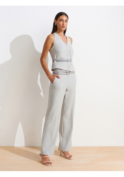 Dilvin 72129 Çift Kemerli Pantolon-gri Gri