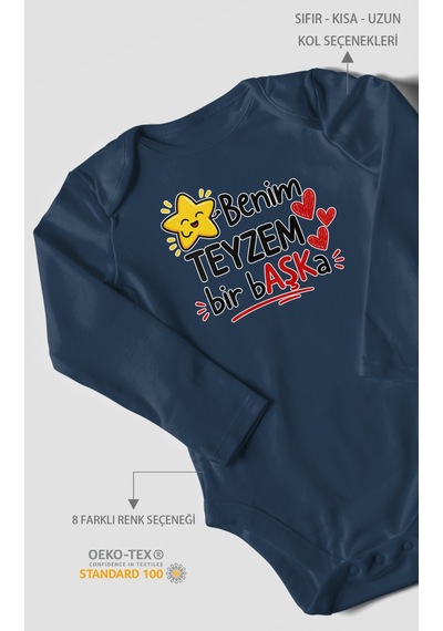 Morivokids Benim Teyzem Bir Başka Uzun Kollu Çıtçıtlı Bebek Body Lacivert