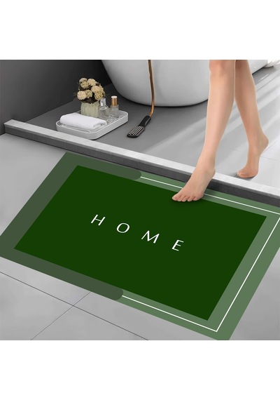 Dijital Kaymaz Yıkanabilir Banyo Mutfak Salon Paspas Halısı Trend Modern Al4001 Haki