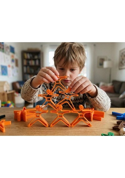 Akrobat Denge Oyunu - Montessori Eğitici Koordinasyon Geliştirici Oyuncak Kulesi -10adet- Turuncu
