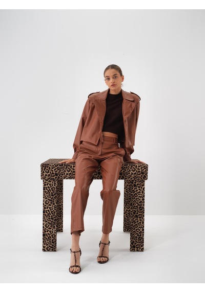 Xint Camel Deri Görünümlü Regular Fit Pantolon 201240