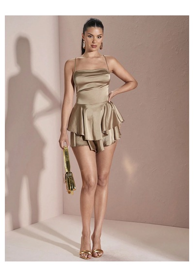 Fashion Cocktail Düşük Bel Kabarık Kat Etekli Sırt Korseli Kokteyl Kadın Saten Gece Kokteyl Şort Tulum Bej Fashion Cocktail Düşük Bel Kabarık Kat Etekli Sırt Korseli Kokteyl Kadın Saten Gece Kokteyl Şort Tulum Bej