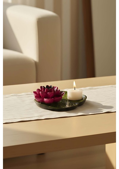 Pembe Lotus Çiçeği Dekoratif Tabak