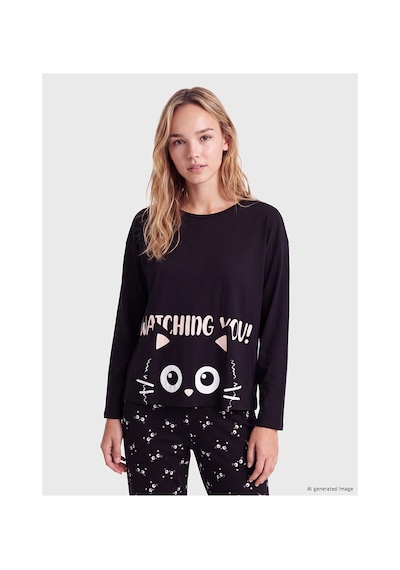 LC Waikiki Alıta Cıty Farkıyla Lcw Young Siyah Penye Baskılı Uzun Kollu Kadın Pijama Takım Siyah - 929503587 Siyah LC Waikiki Alıta Cıty Farkıyla Lcw Young Siyah Penye Baskılı Uzun Kollu Kadın Pijama Takım Siyah - 929503587 Siyah