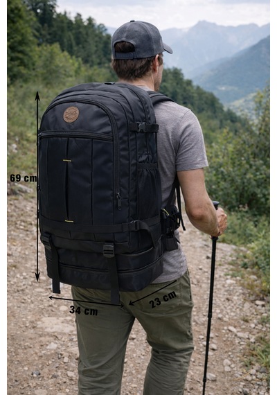 Season Mountaıner 90 Litre Körüklü Dağcı Unisex Sırt Çantası Büyük Hacimli Kamp & Outdoor Çanta Siyah