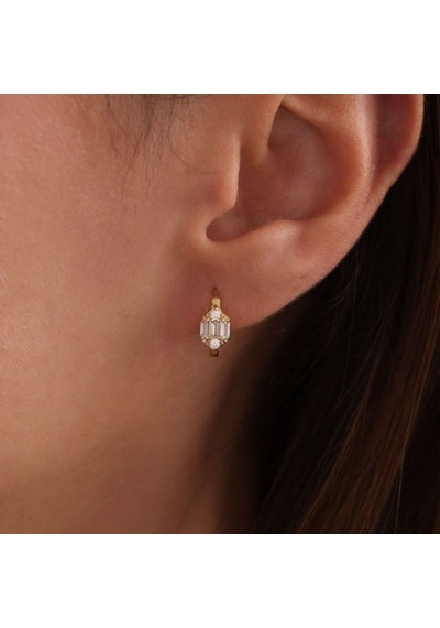 Sembol Gold Altın Baget Küpe 1.3 Cm