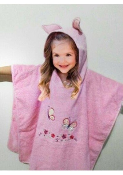 Özdilek Rabbit Nakışlı Panço Kız Bornoz Pembe 1-2 Yaş Pembe