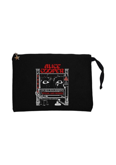 Alice Cooper Too Close For Comfort Eyes Siyah Clutch Astarlı Cüzdan / El Çantası
