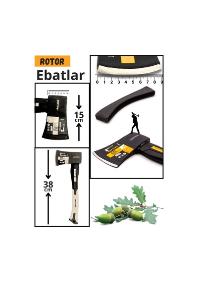 Rotor Fiber Saplı 1360gr+900gr 2 Li Balta Seti