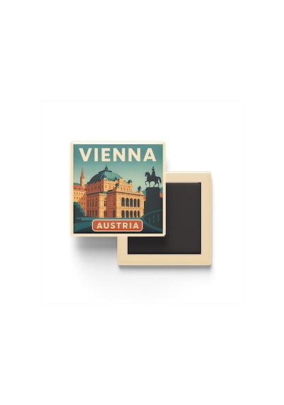 Viyana Avusturya - Viyana Devlet Operası - Baskılı Buzdolap Magneti Kare 9x9 Cm Çok Renkli
