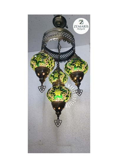 El Yapımı Otantik Mozaik Avize Yeşil - 807626339 Yeşil