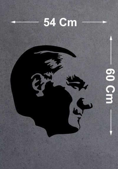Sticker Dizayn Atatürk Silüet Sticker - Araba Oto Motosiklet Karavan Cam Sticker - 00392 60x54 Cm