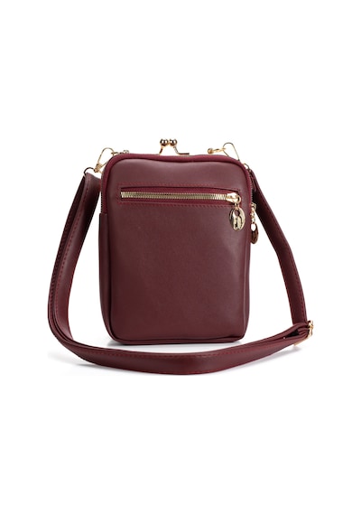 Newish Polo Kadın Siyah Çapraz Klipsli Şık Moda Omuz Çantası - New383 Bordo