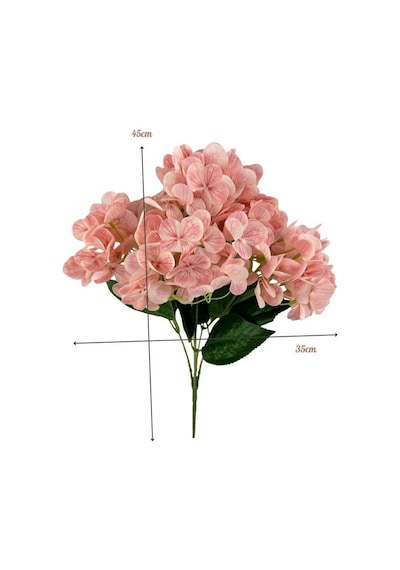 Yapay Çiçek Islak Ortanca Çiçeği Pudra Desenli Model 45cm 5dal Islak Gerçeksi Dokulu Pembe