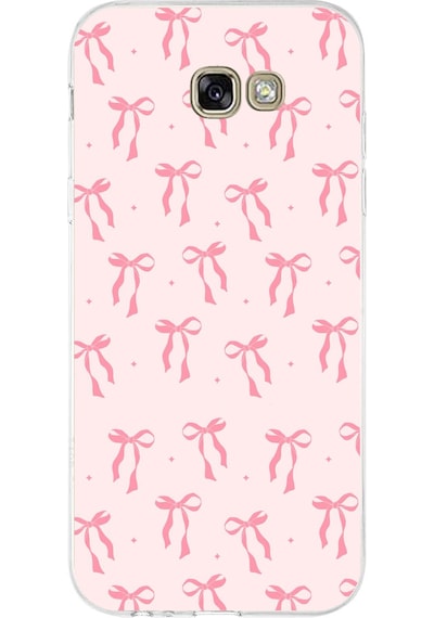 Samsung Galaxy A7 2017 Uyumlu Soft Pembe Fiyonk Desenli Baskılı Silikon Kılıf Renkli