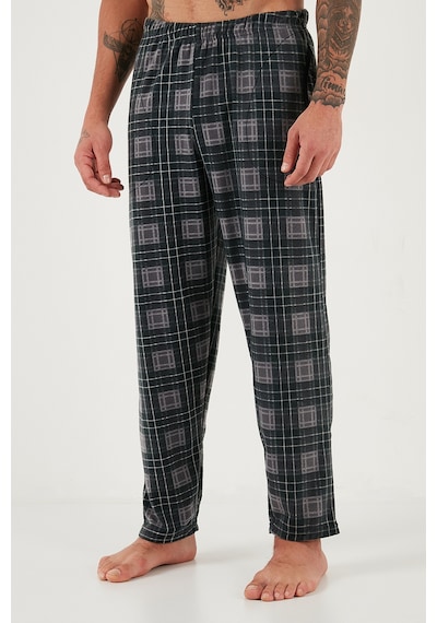 Buratti Kareli Yumuşak Dokulu Regular Fit Uzun Kollu Erkek Pijama Takımı 609611060 Gri